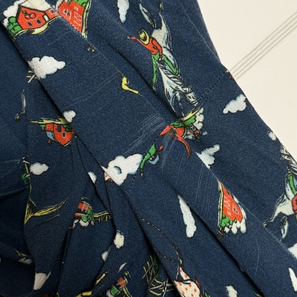 HVN Western Rodeo Print Short Sleeve Button Up Tie Waist Ankle Crop Jumpsuit 12 - Picture 10 of 12